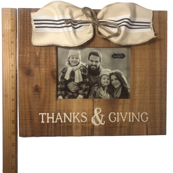 MUD PIE Thanks & Giving Photo Frame Natural Wood & Wire Ribbon - Picture 7 of 9